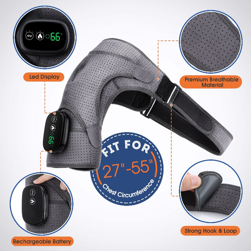 Relax And Recharge With A USB Heated Shoulder Massager Brace - Vibration Knee Heating Pad For Knee, Elbow, And Shoulder Warmers