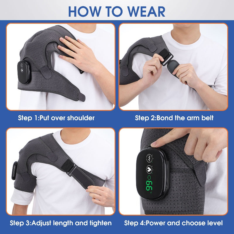 Relax And Recharge With A USB Heated Shoulder Massager Brace - Vibration Knee Heating Pad For Knee, Elbow, And Shoulder Warmers