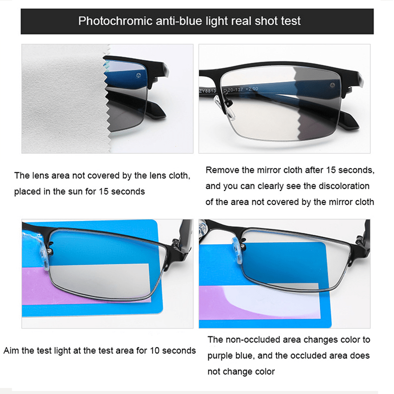 TR90 Titanium Multifocal Reading Glasses Photochromic Progressive Bifocal Anti Blue Ray UV Protection Presbyopic Glasses For Men And Women , ideal choice for gifts