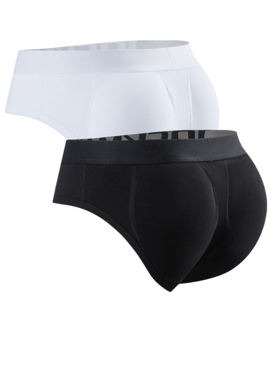 JOCKMAIL 2 piezas de ropa interior de los hombres, almohadillas de elevación de cadera extraíbles Butt Enhancement Briefs, algodón transpirable cómodo Briefs, calzoncillos sexy