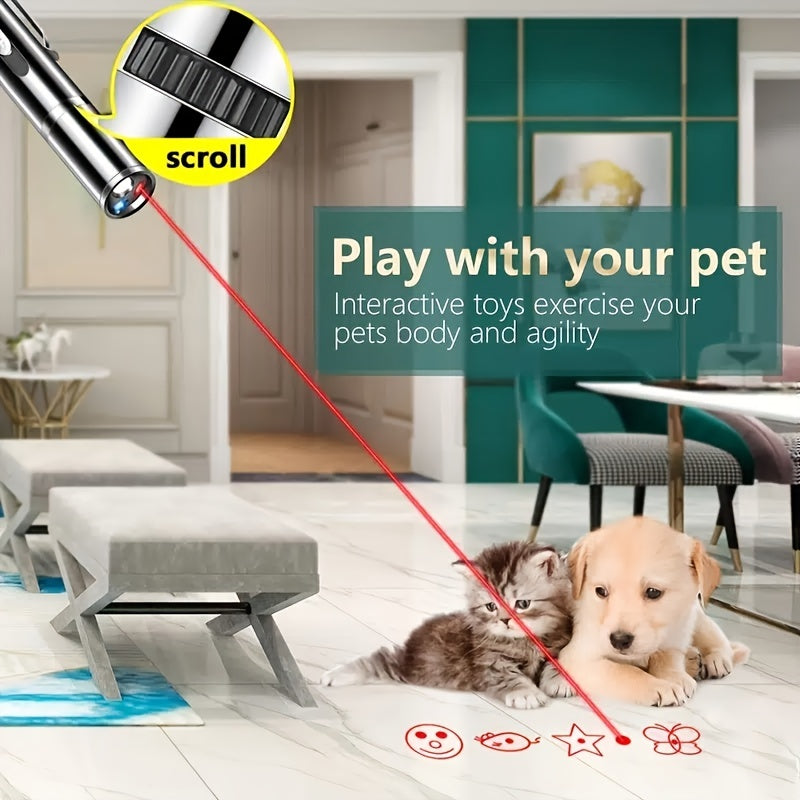 1pc USB Rechargeable Pet Laser Pointer Toy for Interactive Indoor Play with Kittens and Dogs - Provides Endless Fun and Exercise