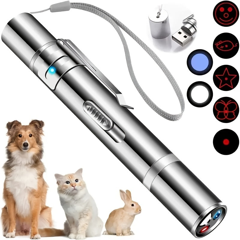 1pc usb recarregável animal de estimação ponteiro laser brinquedo para jogo interno interativo com gatinhos e cães-fornece diversão e exercício sem fim