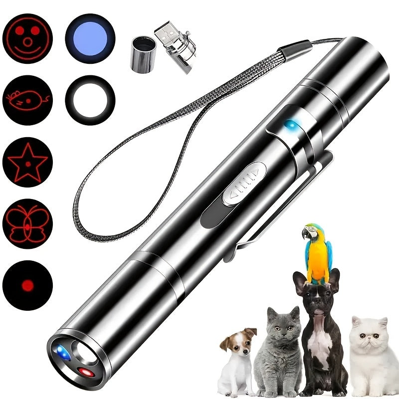 1pc USB Rechargeable Pet Laser Pointer Toy for Interactive Indoor Play with Kittens and Dogs - Provides Endless Fun and Exercise