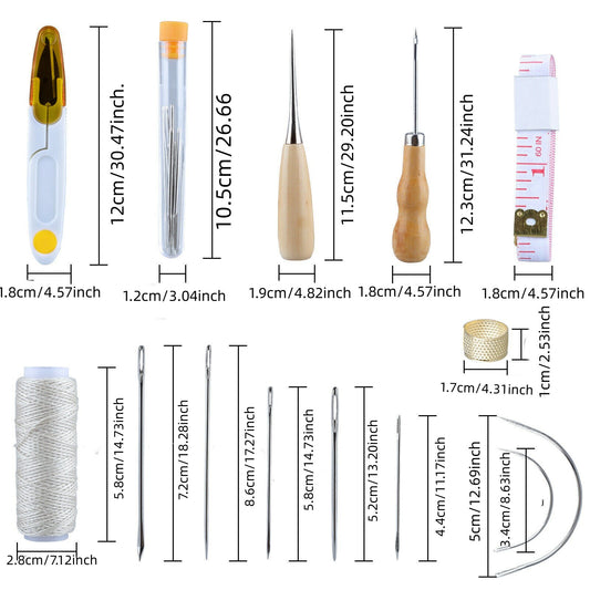 29 peças kit de ferramentas de perfuração artesanal de couro costura escultura agulhas de costura de trabalho