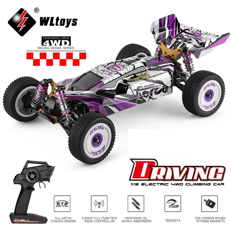 Coche RC de alta velocidad: WLtoys 124019 2,4G 4WD Off-Road Drift Racing Car - 55KM \ u002FH-Amortiguador de metal-¡Regalo perfecto para los niños!