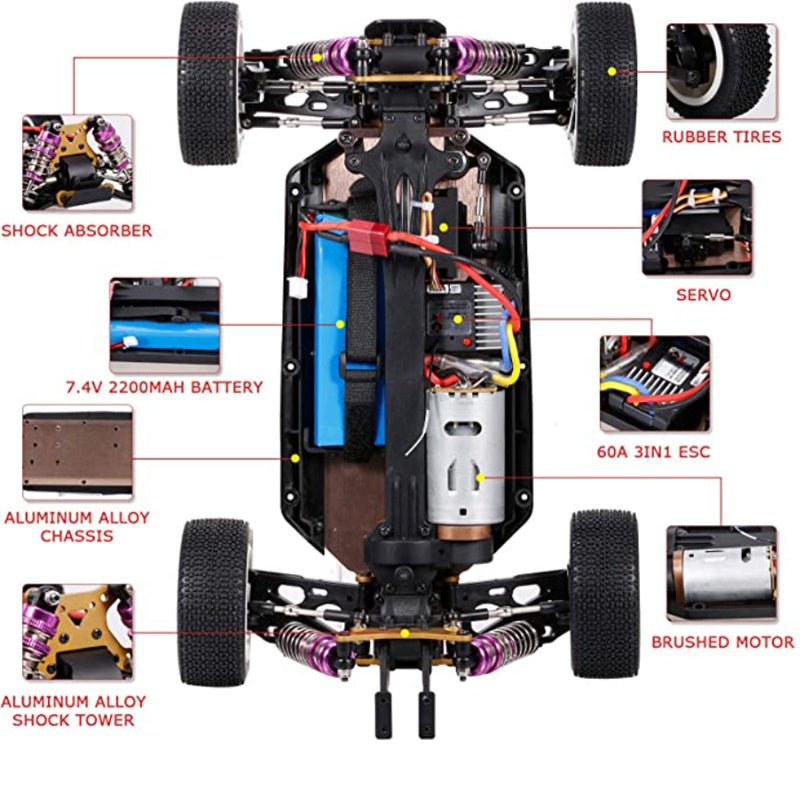 Hochgeschwindigkeits-RC-Auto: WLtoys 124019 2.4G 4WD Offroad-Drift-Rennwagen-55KM \ u002FH-Metalls toß dämpfer-Perfektes Geschenk für Kinder!