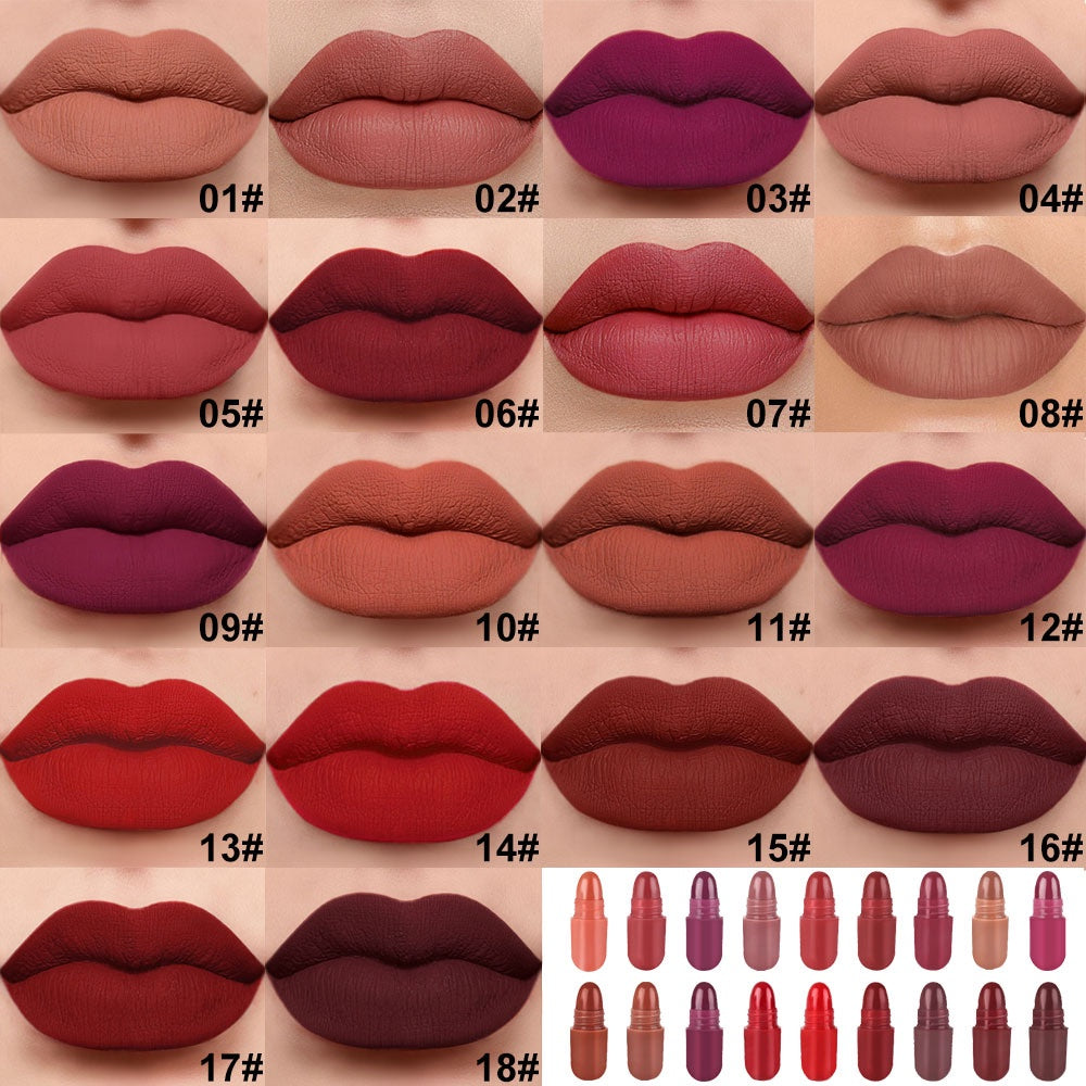 18 Stück \ u002Fset Langlebiges Samt matte Kapsel-Lippenstift-Set-tragbare und wasserdichte Mini-Lippenstifte