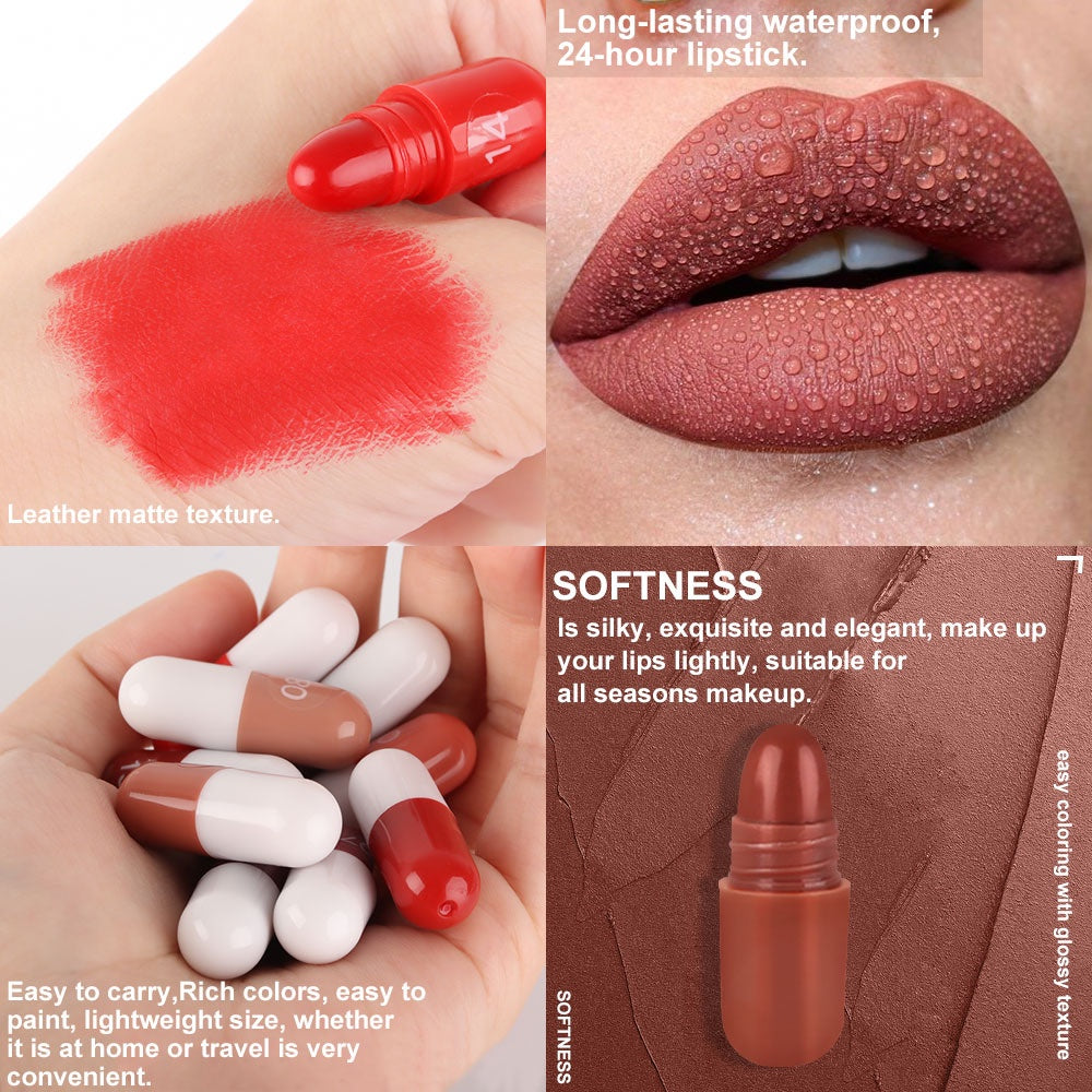 18 Stück \ u002Fset Langlebiges Samt matte Kapsel-Lippenstift-Set-tragbare und wasserdichte Mini-Lippenstifte