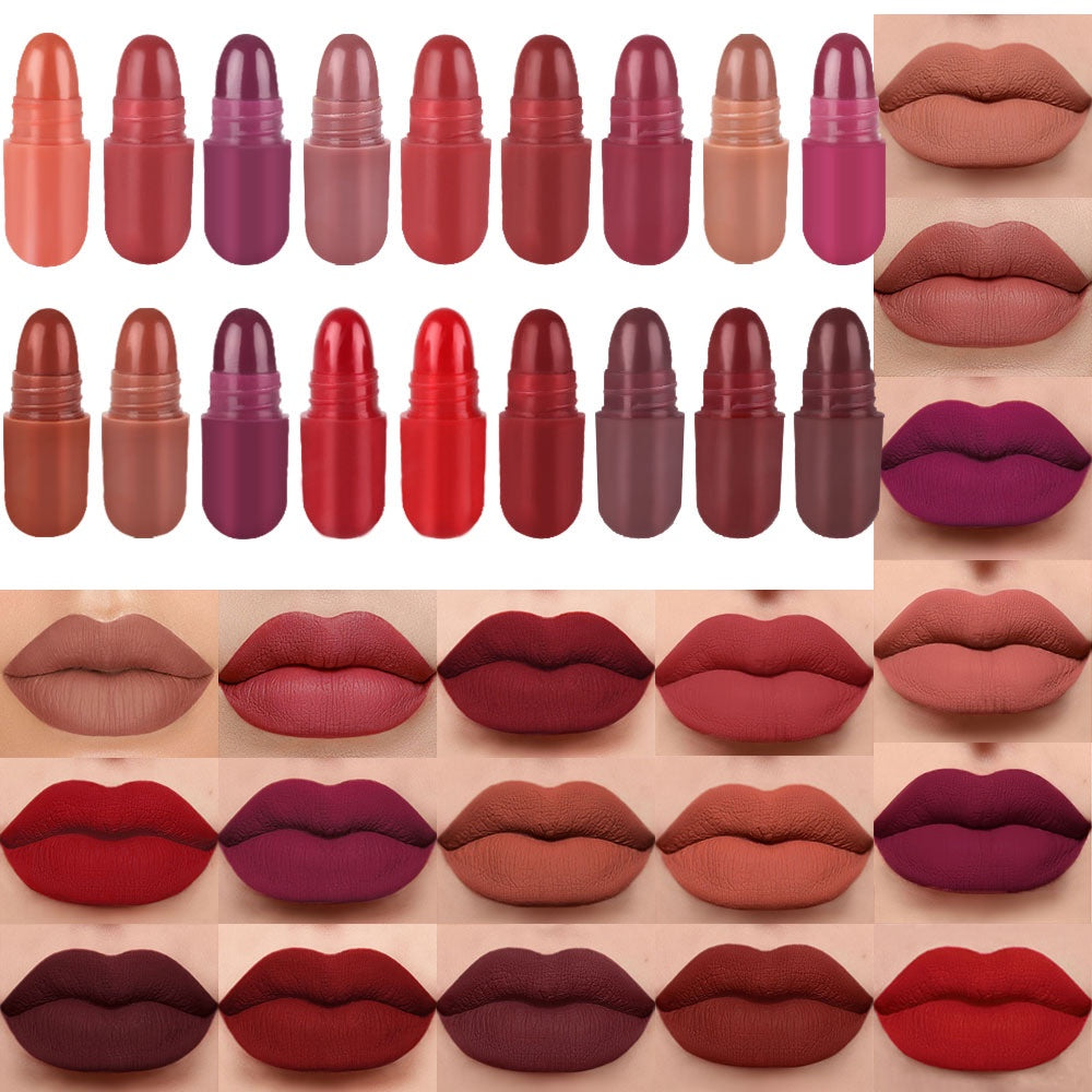 18 Stück \ u002Fset Langlebiges Samt matte Kapsel-Lippenstift-Set-tragbare und wasserdichte Mini-Lippenstifte