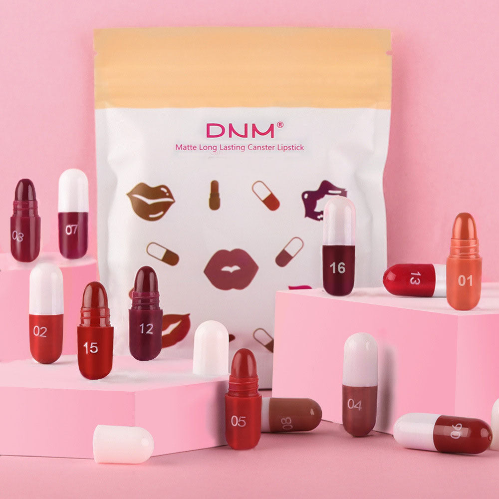 18 pcs\u002Fset Long-Lasting Velvet Matte Capsule Lipstick Set - Portable and Waterproof Mini Lipsticks