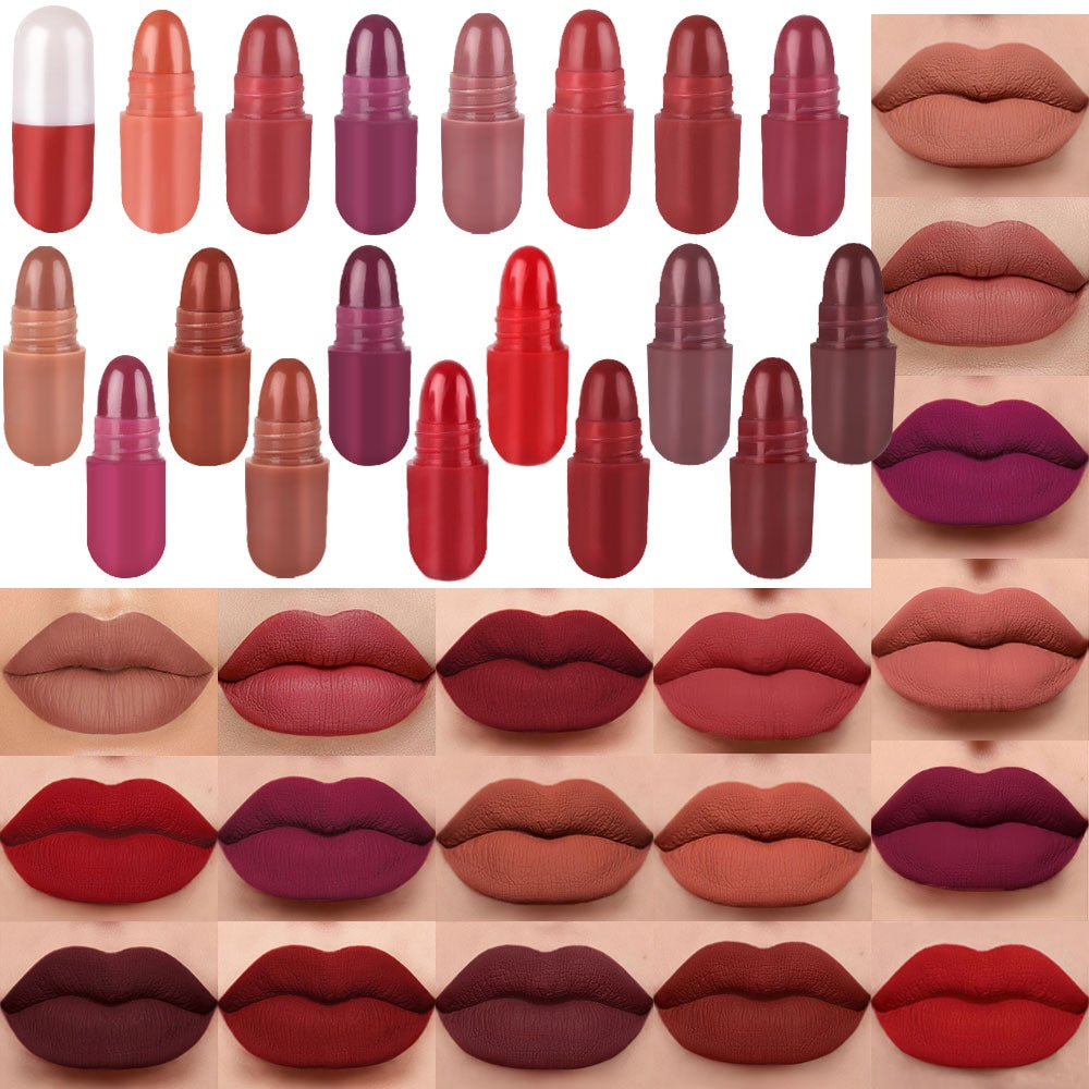 18 Stück \ u002Fset Langlebiges Samt matte Kapsel-Lippenstift-Set-tragbare und wasserdichte Mini-Lippenstifte