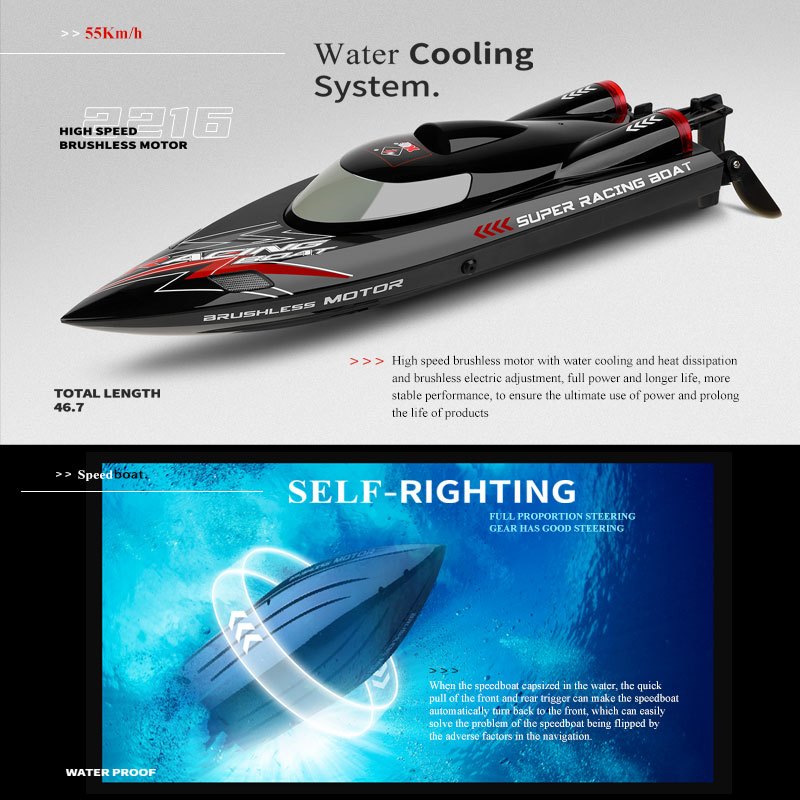 WLtoys WL916 RC Boat 2.4Ghz 55km\u002Fh Brushless Motor High Speed Racing Boat Model Speedboat RC Toys For Kids Gifts