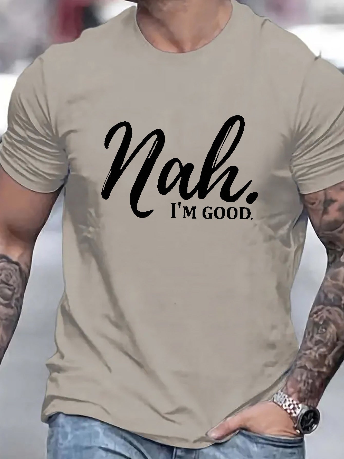 Men's Short-sleeve T Shirt, Plus Size Creative Letters Graphic T Shirt Tees For Males, Men Summer Tops Clothing