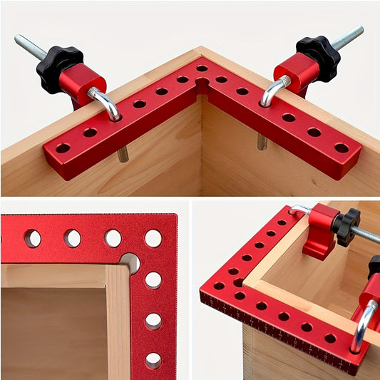 1 Set 90 Degree Positioning Squares Right Angle Clamps, Aluminum Alloy Fixing Clip 4.7 And 5.5 Inch Woodworking Carpenter Corner Clamping Square Tool For Picture Frame Box Cabinets Drawers