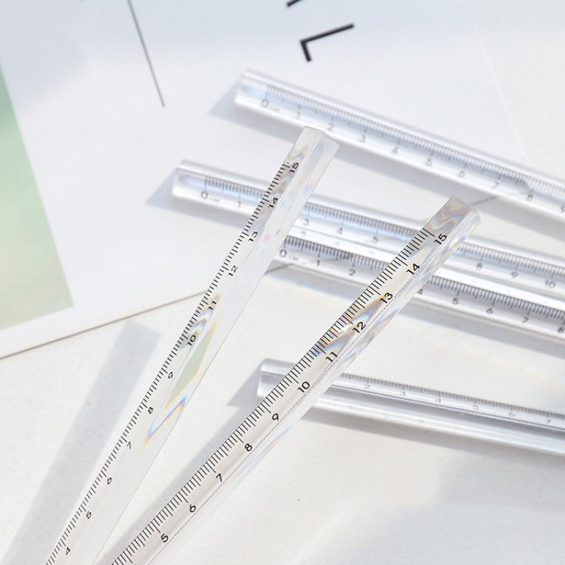 Airless Transparent Plastic Triangular Ruler Student Stationery 5.91inch Ruler Three-dimensional Triangular Ruler Scale Tool、Triangle Three-dimensional Transparent Acrylic Ruler