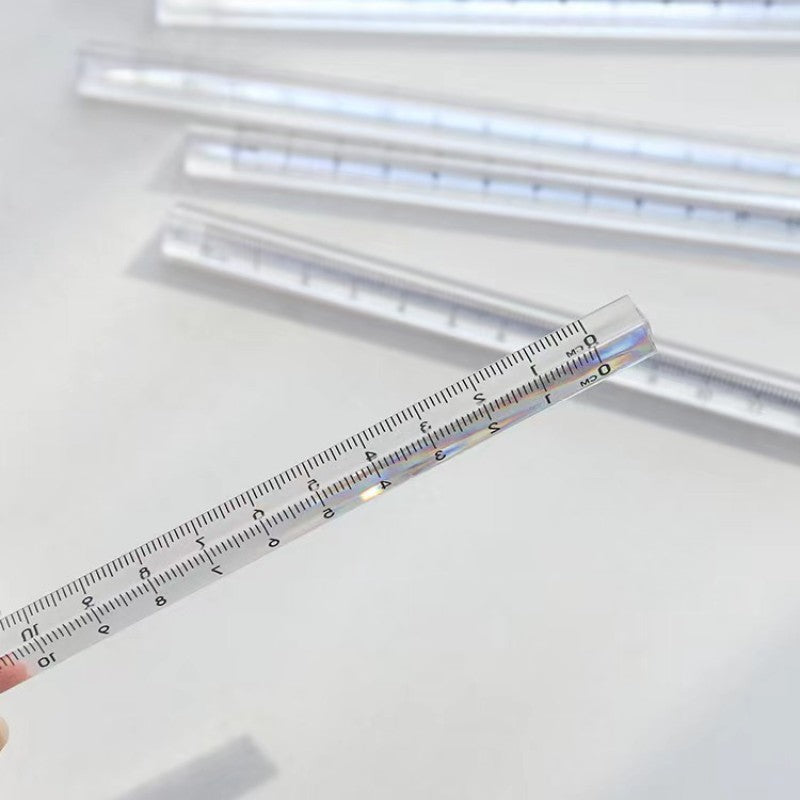 Airless Transparent Plastic Triangular Ruler Student Stationery 5.91inch Ruler Three-dimensional Triangular Ruler Scale Tool、Triangle Three-dimensional Transparent Acrylic Ruler