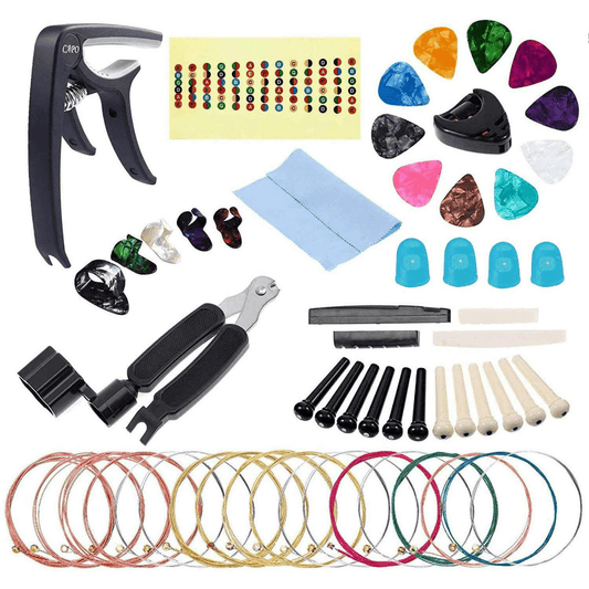 Universal Guitar Accessories Set - Adjustable Clip, Finger Set, String Fixed Cone, Paddle - Complete Packaging For Easy Storage And Transport