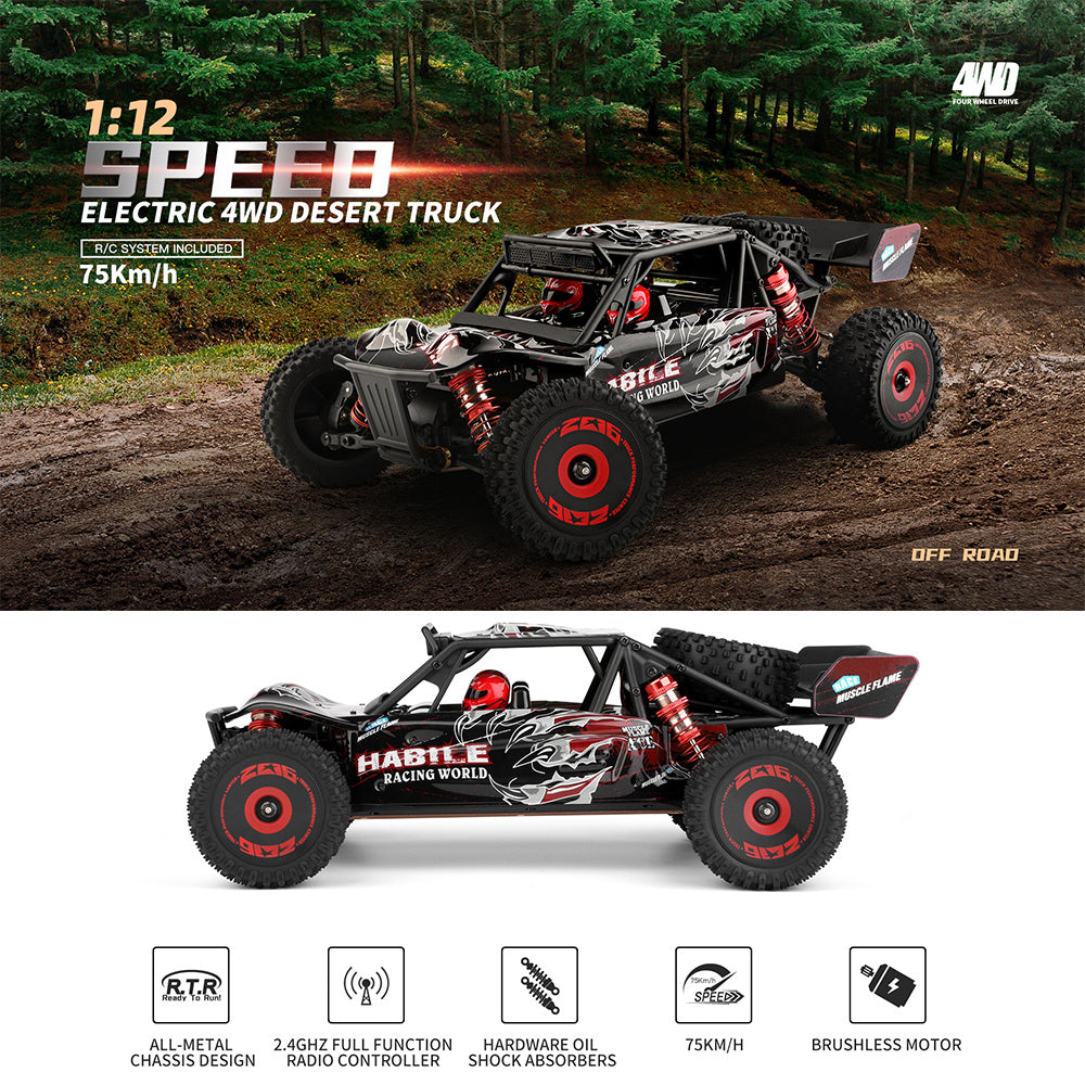 High-Speed RC Car Racing Adventure - WLtoys 124016 124018 Brushless 4WD Off-Road Car, Up To 75 KM\u002FH!