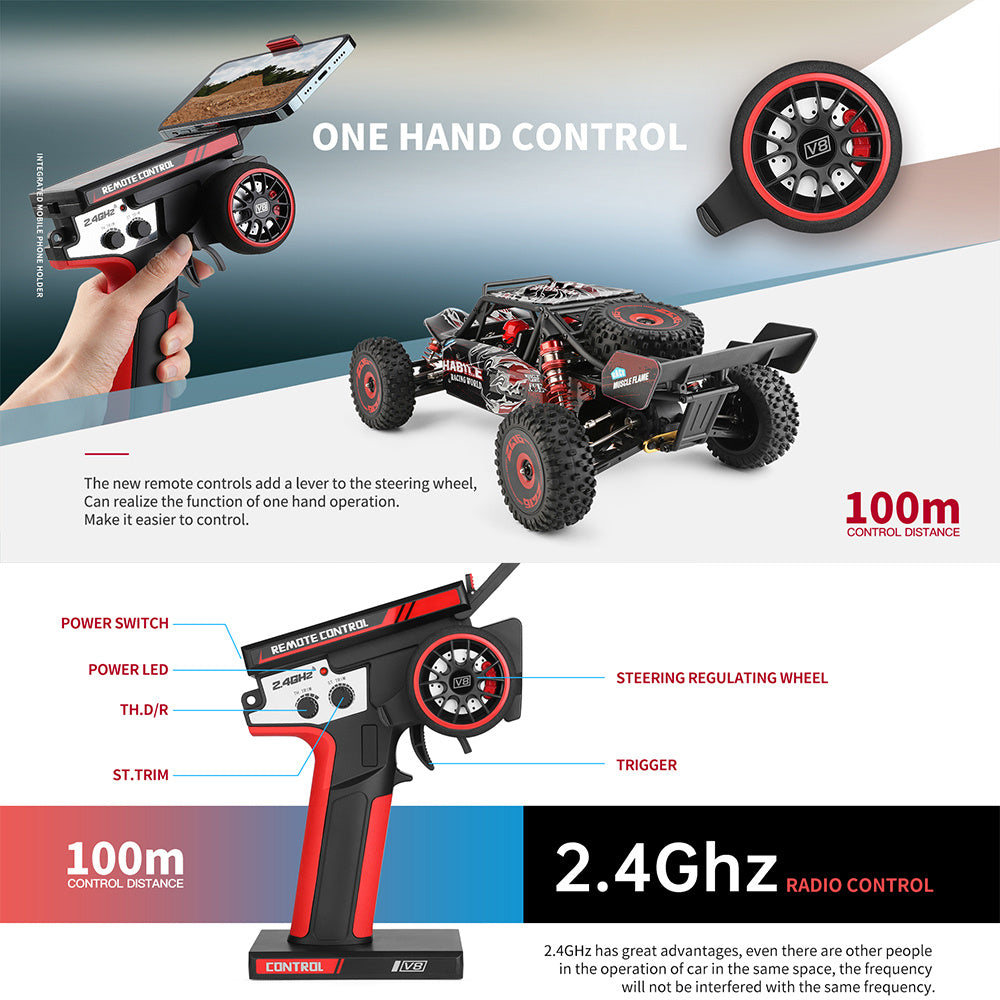 High-Speed RC Car Racing Adventure - WLtoys 124016 124018 Brushless 4WD Off-Road Car, Up To 75 KM\u002FH!