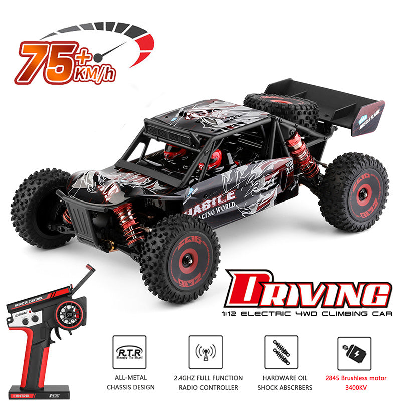 High-Speed RC Car Racing Adventure - WLtoys 124016 124018 Brushless 4WD Off-Road Car, Up To 75 KM\u002FH!