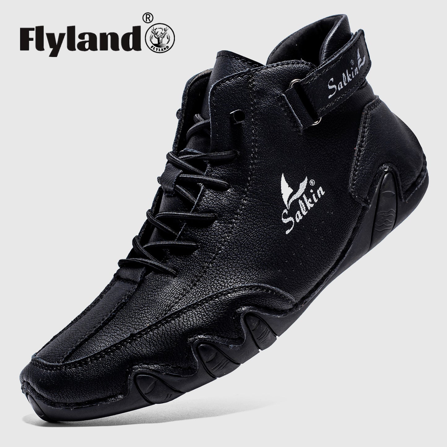 Men's Lace-up Boots, Casual Walking Shoes With Hook And Loop Fastener