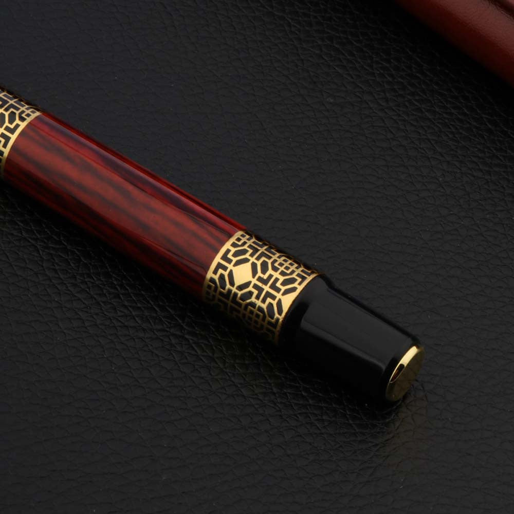 High Quality 530 Golden Carving Mahogany Luxury Business School Student Office Supplies Fountain Pen New Ink Pen