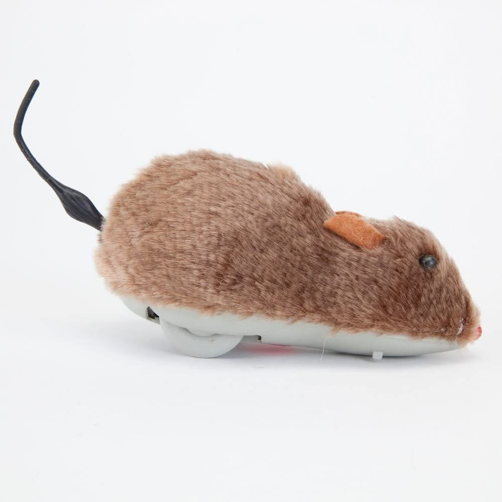 4pcs Adorable Clockwork Plush Mouse - Fun Tricky chien et chat jouet-regarder courir et Wag sa queue!