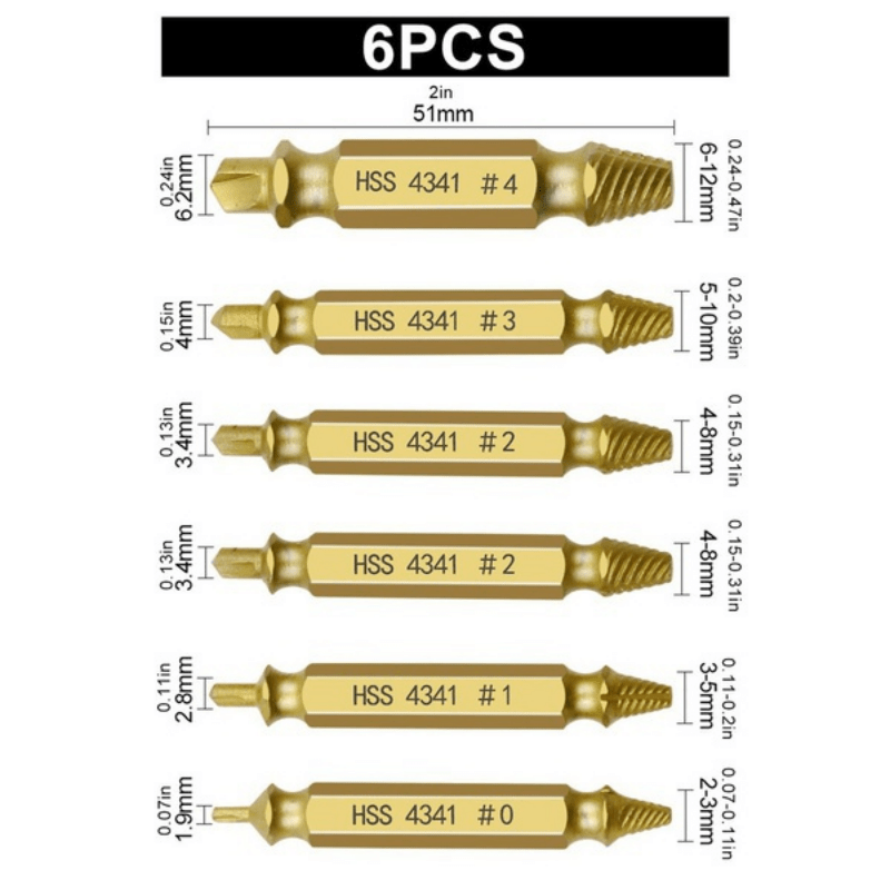 6pcs Endommagé Extracteur De Vis Bit Ensemble Avec Boîte À Outils, HSS Extracteur De Vis, Outils À Main Accessoires