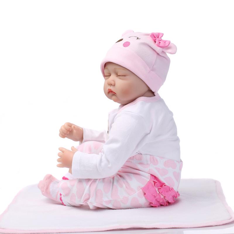 Sleeping 55cm Reborn Baby Doll 22 Inch Lifelike Soft Silicone Newborn Girls Bedtime Toys Girls Birthday Gift Halloween\u002FThanksgiving Day\u002FChristmas gift