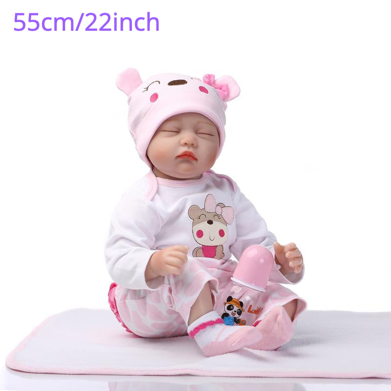 Sleeping 55cm Reborn Baby Doll 22 Inch Lifelike Soft Silicone Newborn Girls Bedtime Toys Girls Birthday Gift Halloween\u002FThanksgiving Day\u002FChristmas gift