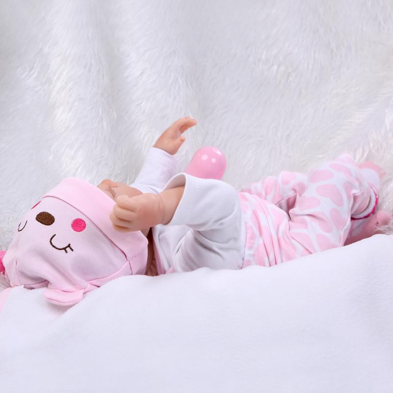 Sleeping 55cm Reborn Baby Doll 22 Inch Lifelike Soft Silicone Newborn Girls Bedtime Toys Girls Birthday Gift Halloween\u002FThanksgiving Day\u002FChristmas gift