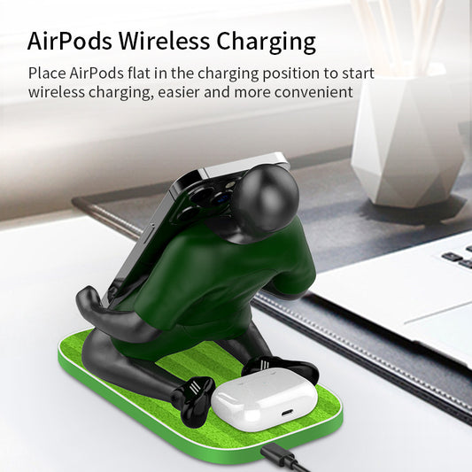 New Wireless Charger Mobile Phone Headset Two-in-one\u002Ffootball Player Adjustable\u002Ftouch Three-color Night Light
