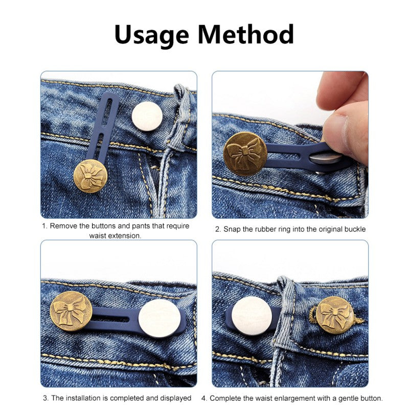 5\u002F10pcs Button Extender For Pants Jeans Free Sewing Adjustable Retractable Waist Extenders Metal Buttons Waistband Expander