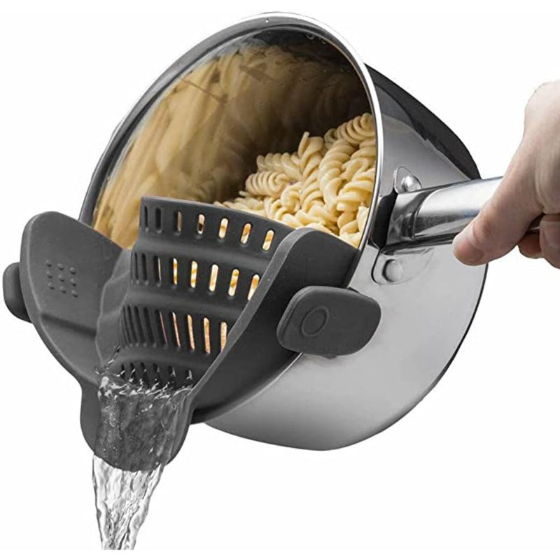 1pc Pot Strainer And Pasta Strainer - Adjustable Silicone Clip On Strainer For Pots, Pans, And Bowls - Kitchen Colander, Kitchen Gadgets, Noodle Strainer, Food Strainer - Gray