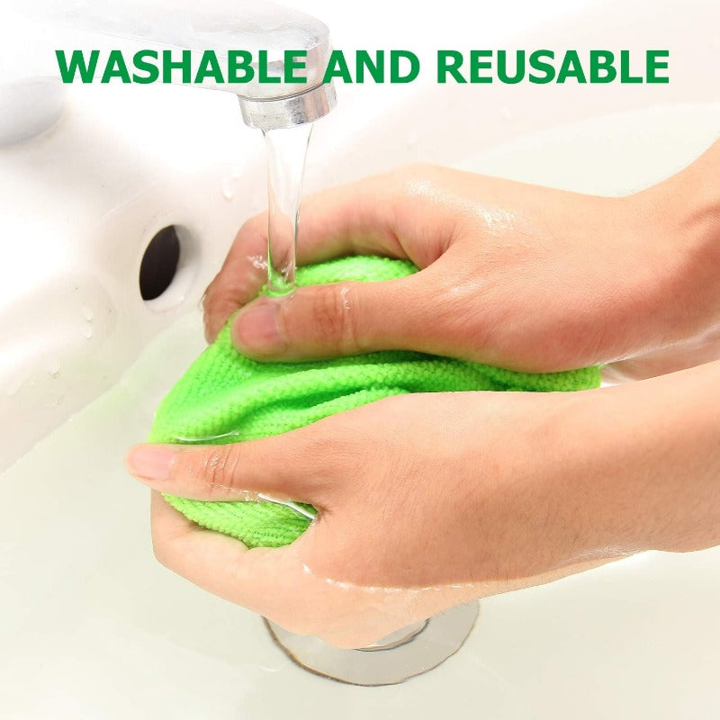 Microfiber Car Window Cleaning Tool With Extendable Handle Washable Reusable Cloth Pad Head Auto Interior Exterior Glass Wiper Car Glass Cleaner Kit