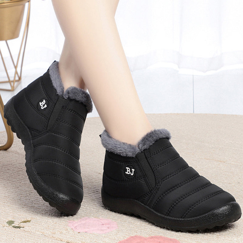 Damen-Fleece-Futter-Schnees tiefel, Wasserdichte Slip-On-Thermo-Stiefeletten, Winter-warme Plüsch-kurze Stiefel