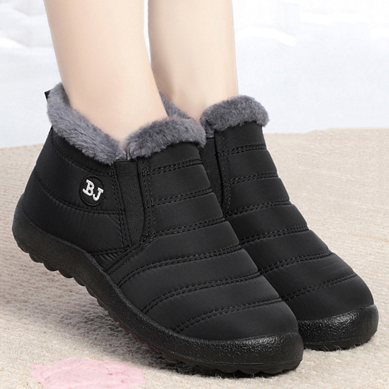 Women's Fleece Lining Snow Boots, Waterproof Slip On Thermal Ankle Boots, Winter Warm Plush Short Boots