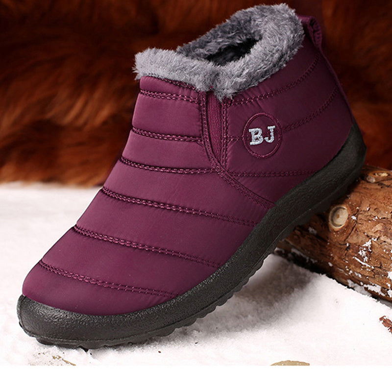 Women's Fleece Lining Snow Boots, Waterproof Slip On Thermal Ankle Boots, Winter Warm Plush Short Boots