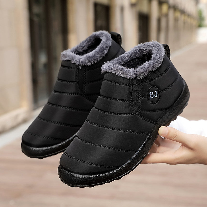 Women's Fleece Lining Snow Boots, Waterproof Slip On Thermal Ankle Boots, Winter Warm Plush Short Boots