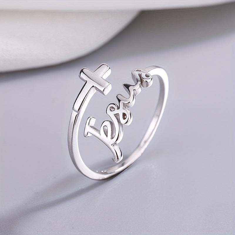 925 Sterling Silber Ring trend iges Kreuz plus 'Jesus' Design verstellbarer Wickel ring Match tägliche Outfits geeignet für Männer und Frauen (ohne Box)