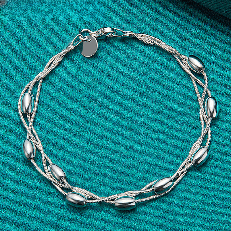 1 Stück 925 Sterling Silber Mehrschichtiges dünnes Kettenarmband Nischendesign Handkettenschmuck