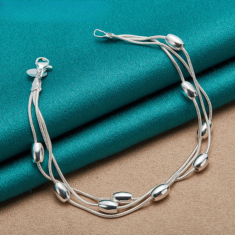 1pc 925 Sterling Silver Multi Layers Thin Chain Bracelet Niche Design Hand Chain Jewelry