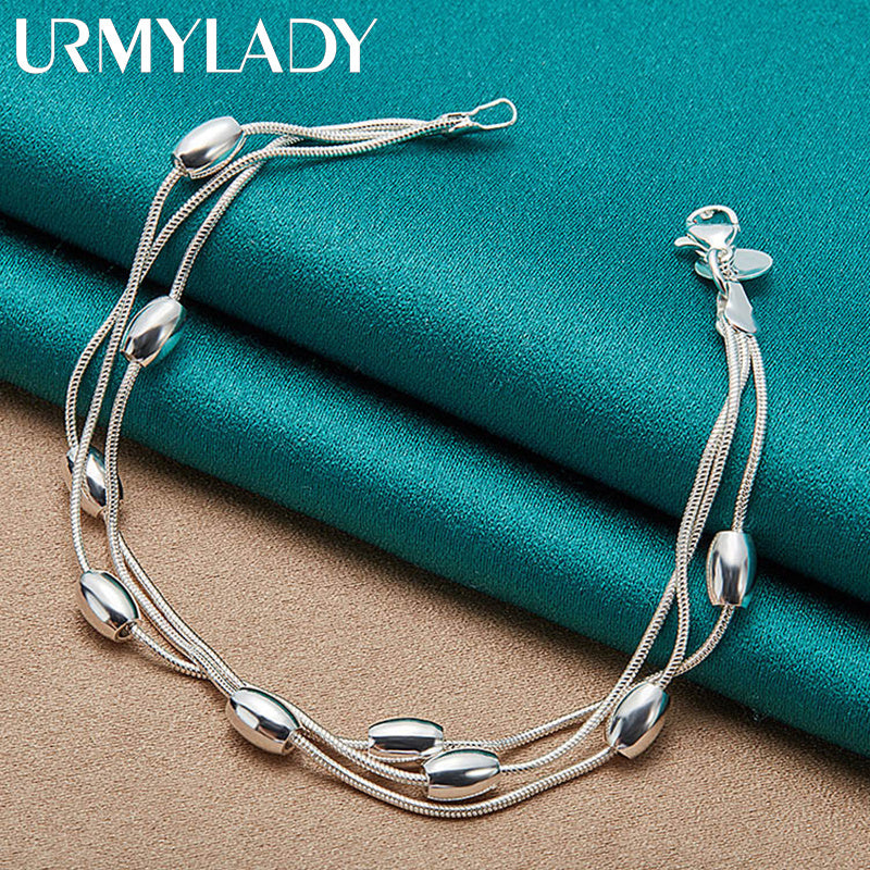 1pc 925 Sterling Silver Multi Layers Thin Chain Bracelet Niche Design Hand Chain Jewelry