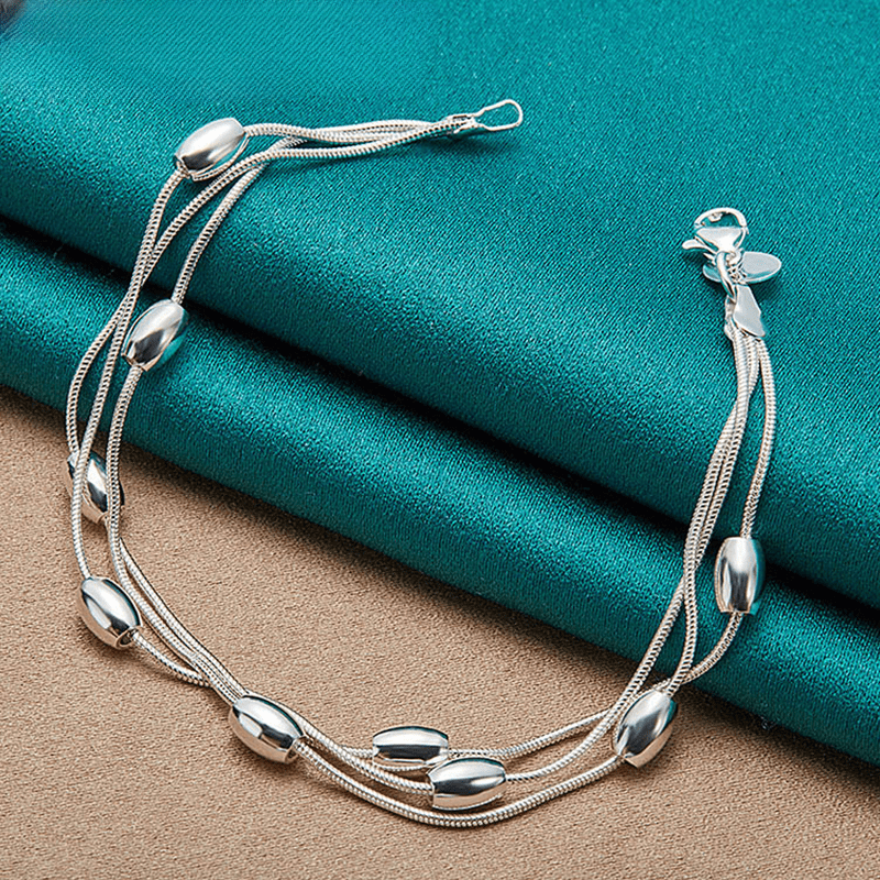 1pc 925 Sterling Silver Multi Layers Thin Chain Bracelet Niche Design Hand Chain Jewelry