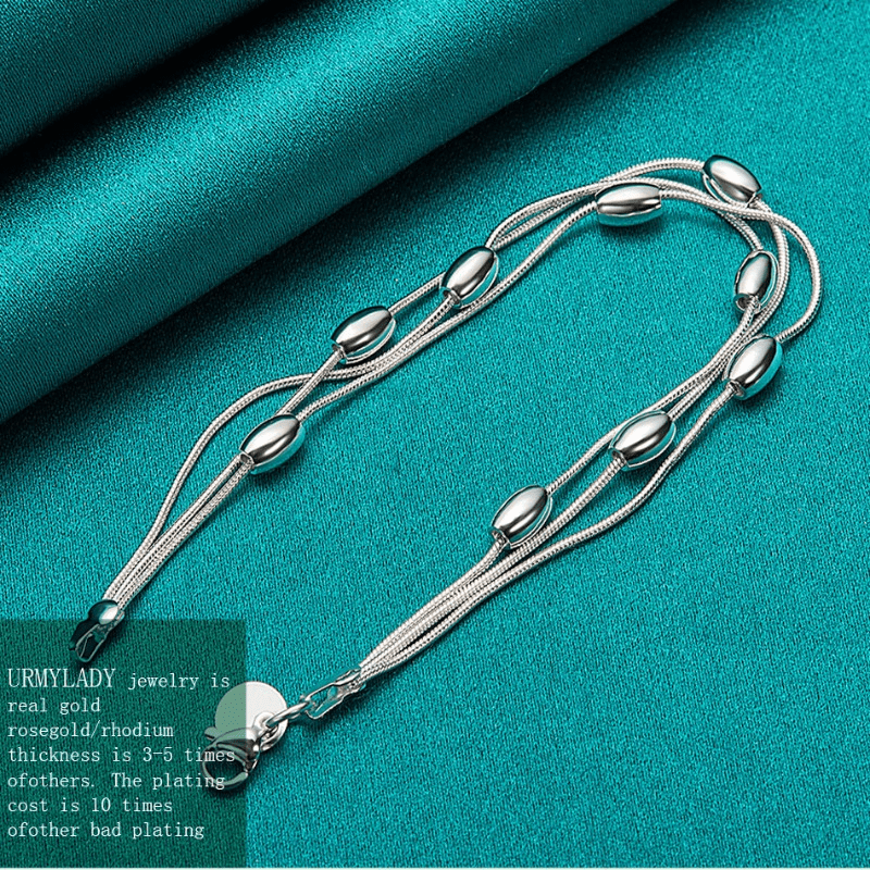 1 Stück 925 Sterling Silber Mehrschichtiges dünnes Kettenarmband Nischendesign Handkettenschmuck