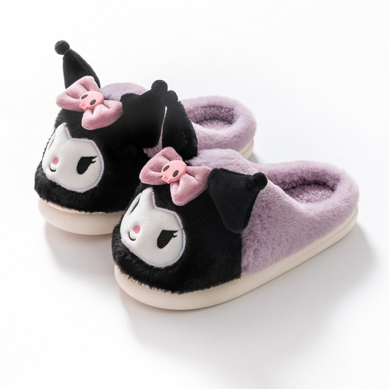 Cute Cartoon Furry House Shoes For Girls, Comfortable Non Slip Soft Bottom Walking Shoes For Indoor, Autumn And Winter