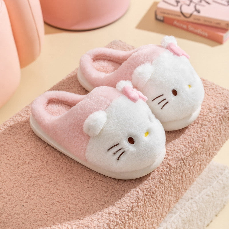 Cute Cartoon Furry House Shoes For Girls, Comfortable Non Slip Soft Bottom Walking Shoes For Indoor, Autumn And Winter