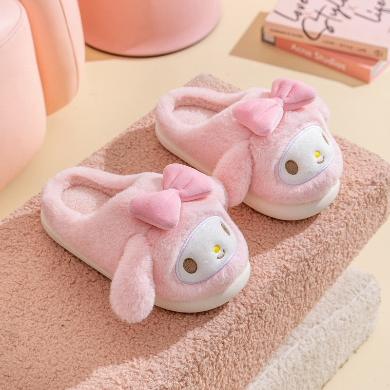 Cute Cartoon Furry House Shoes For Girls, Comfortable Non Slip Soft Bottom Walking Shoes For Indoor, Autumn And Winter