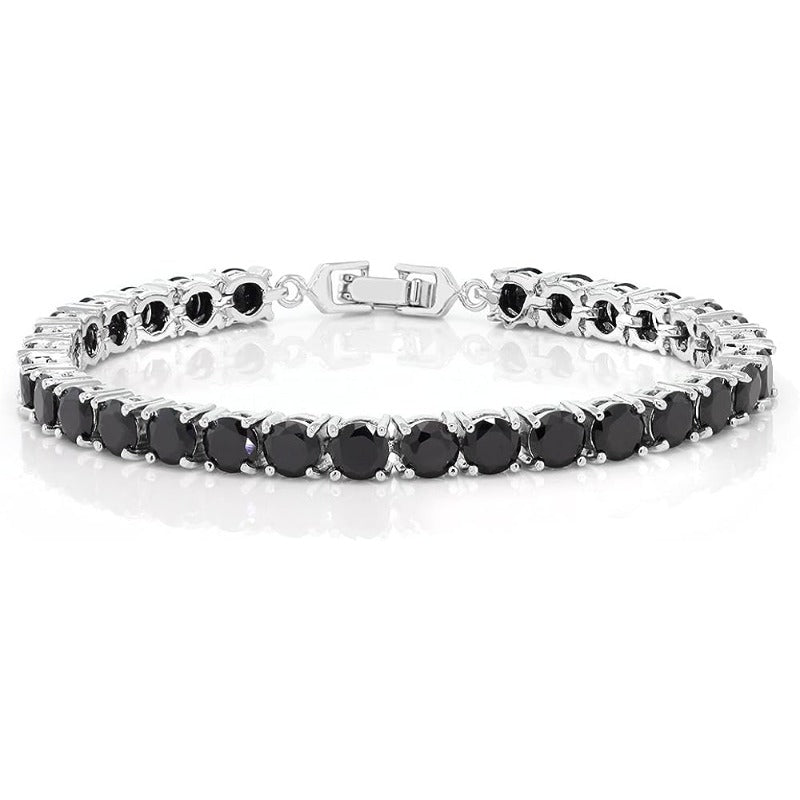 Negro moissanite y plata 925, 1ct, pulsera de mujer, 30 moissanite, pulsera, plata 925, moissanite, mujeres, caja de regalo