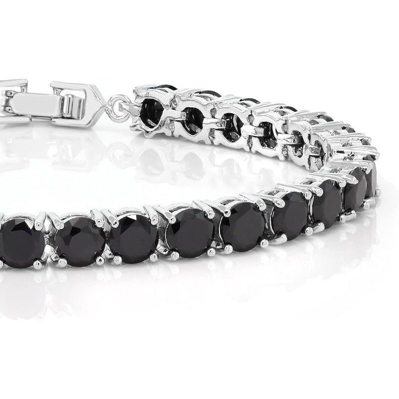 Negro moissanite y plata 925, 1ct, pulsera de mujer, 30 moissanite, pulsera, plata 925, moissanite, mujeres, caja de regalo